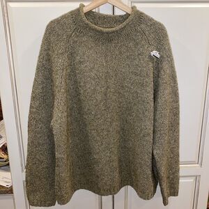 VTG Land's End Wool Roll Neck Knit Sweater, XL, Chunky 40% Wool, Lite Green